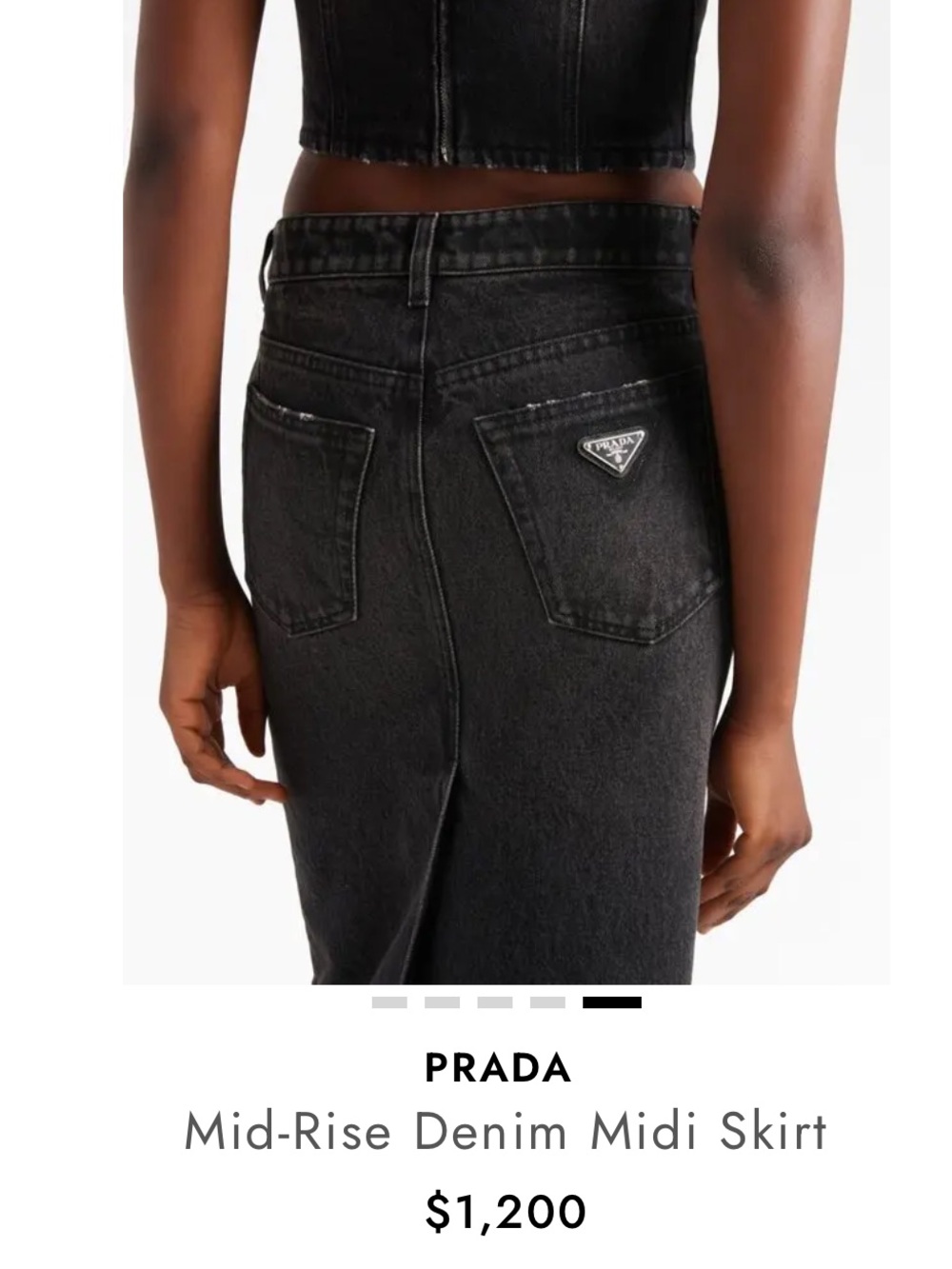 Prada Black Mid-Rise Denim Midi Skirt